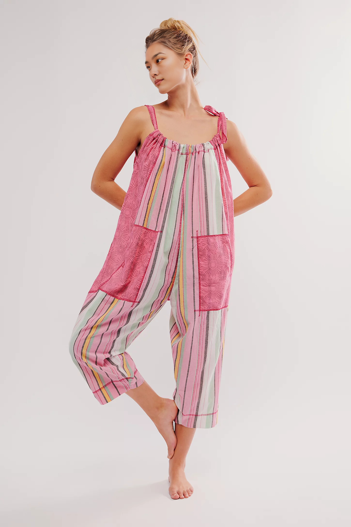 FREE PE⚪️PLE Dream In Color Convertible Jumpsuit Pink