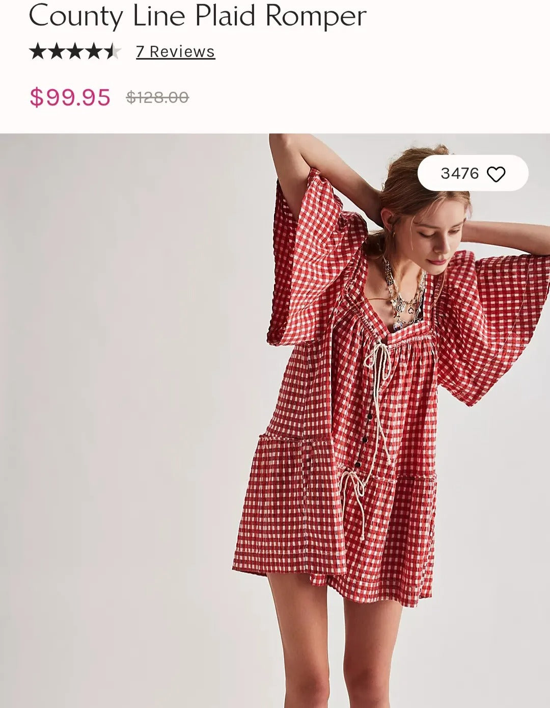 FREE PE⚪️PLE County Line Plaid Romper