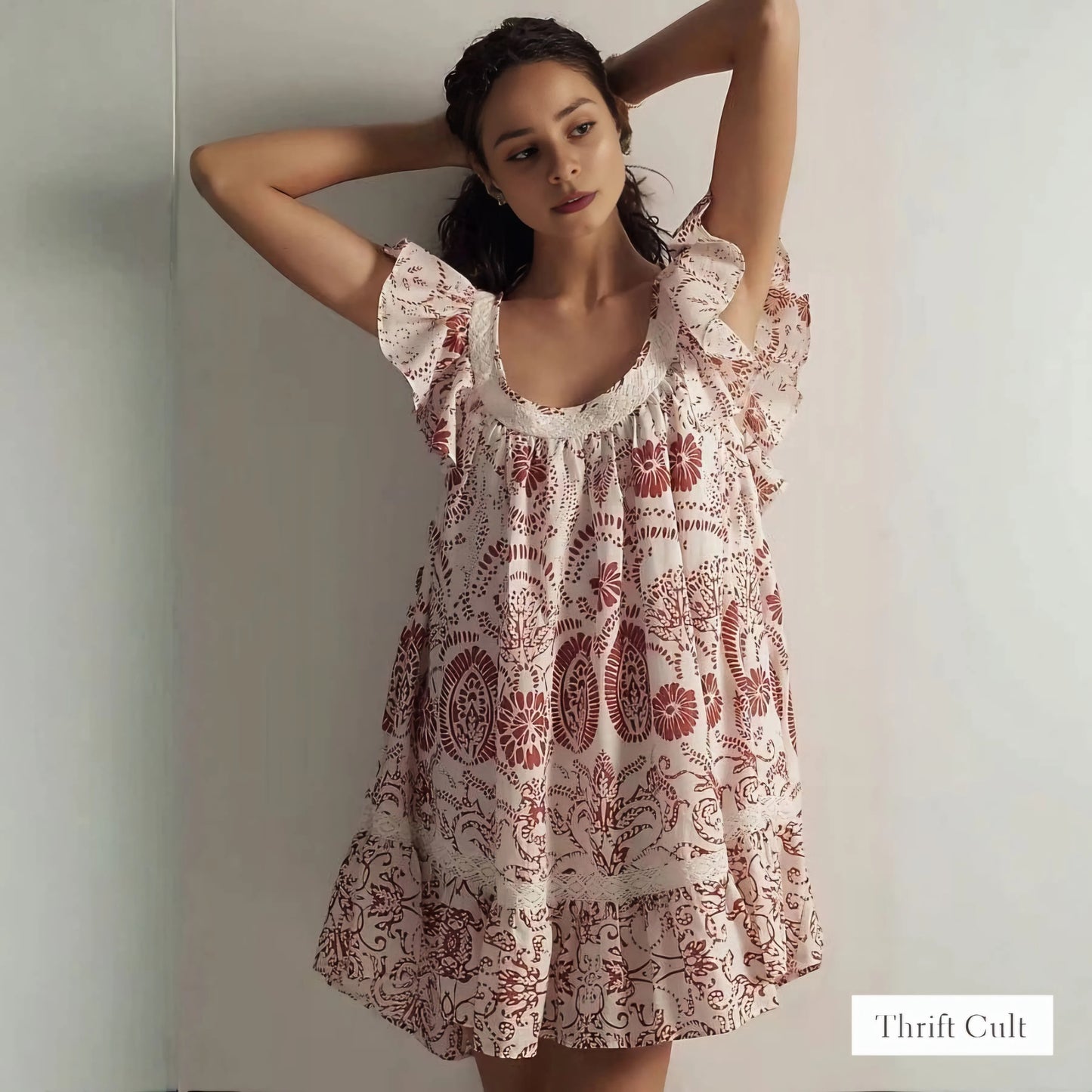 ANTHR⚪️POLOGIE Maeve Flutter-Sleeve Babydoll Mini Dress