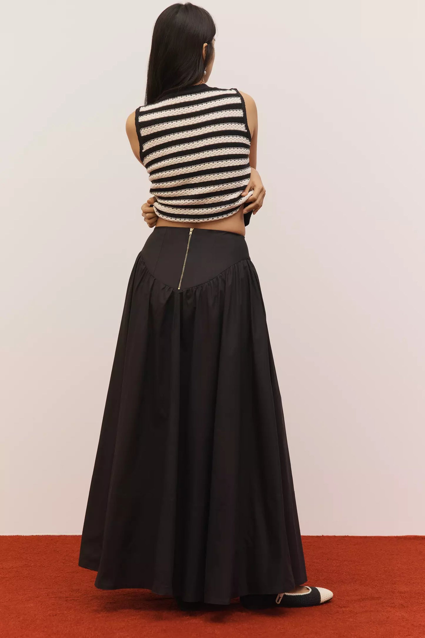 Anthtropologie Maeve Drop-Waist A-Line Maxi Skirt (Surplus)