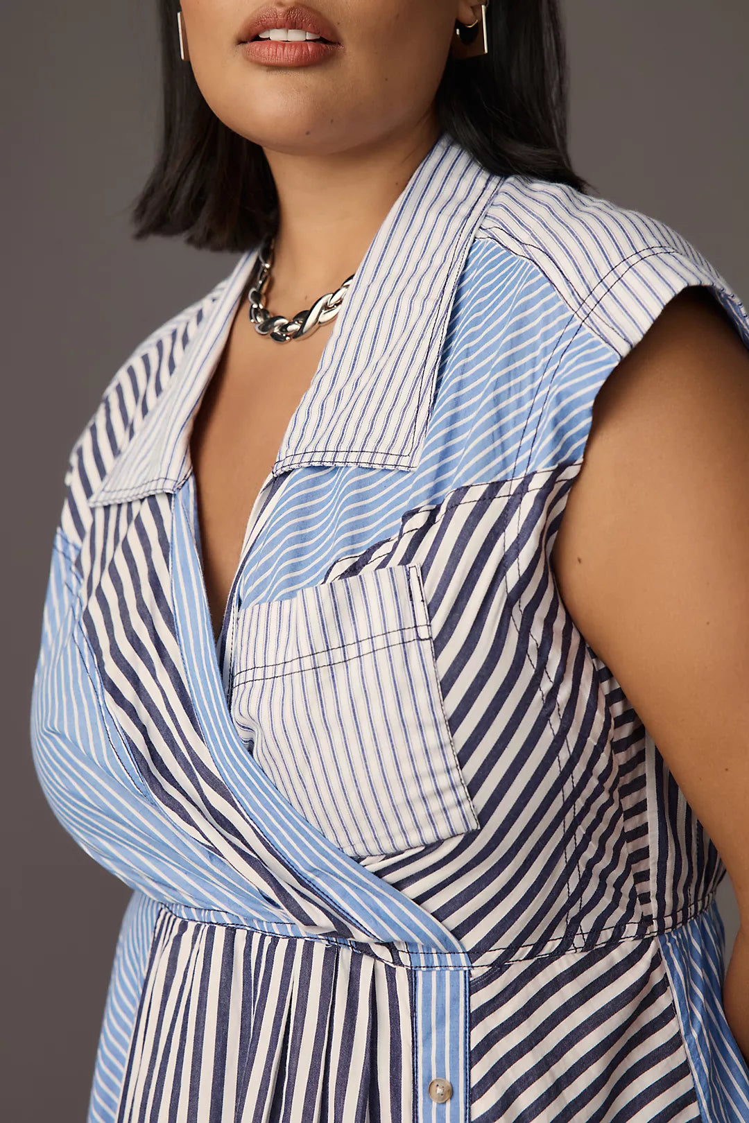 ANTHR⚪️POLOGIE Pilcro Asymmetrical Button-Front Wrap Shirt Dres