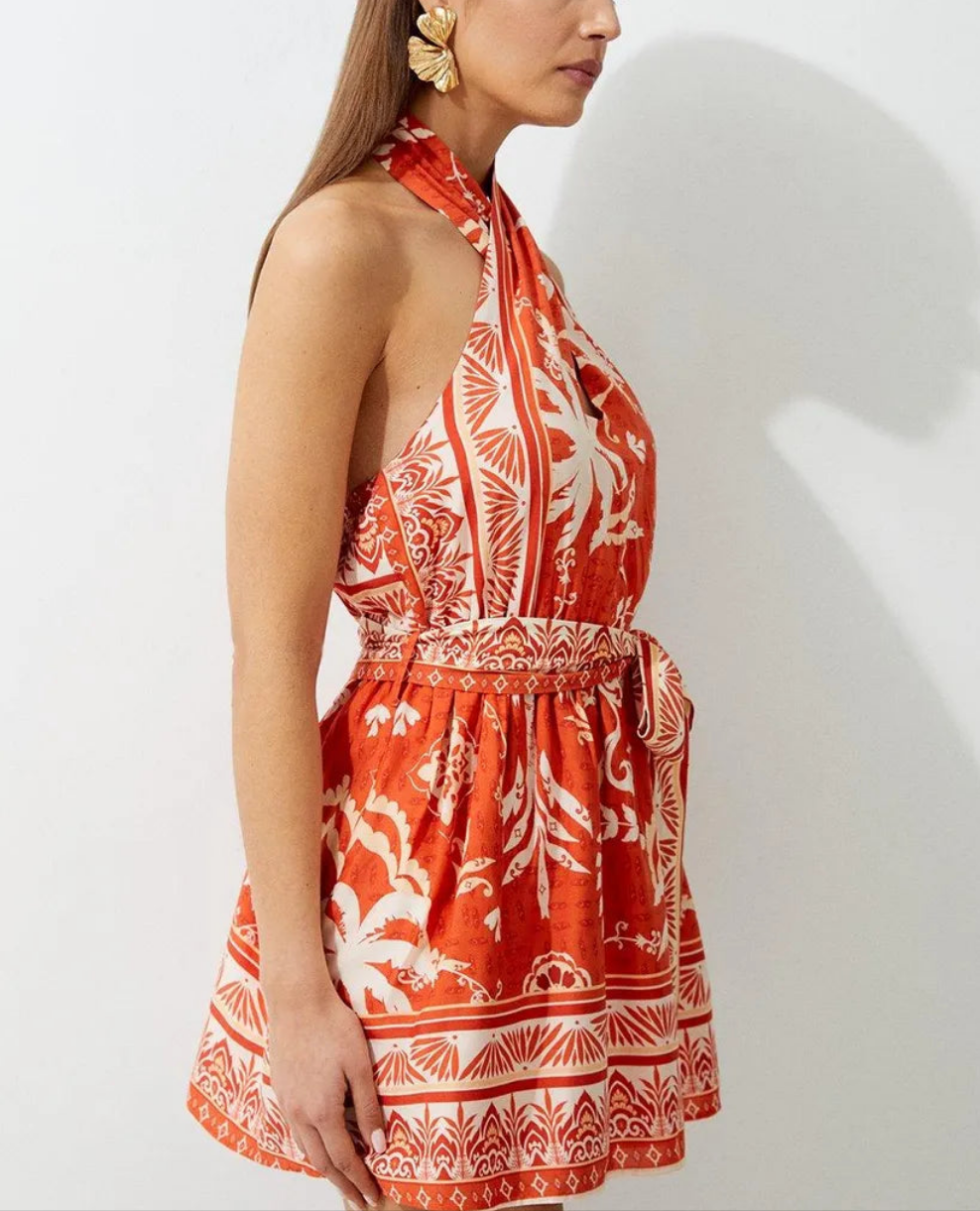 Kš¤REN MILLEN Printed Viscose Cross Body Woven Mini Dress