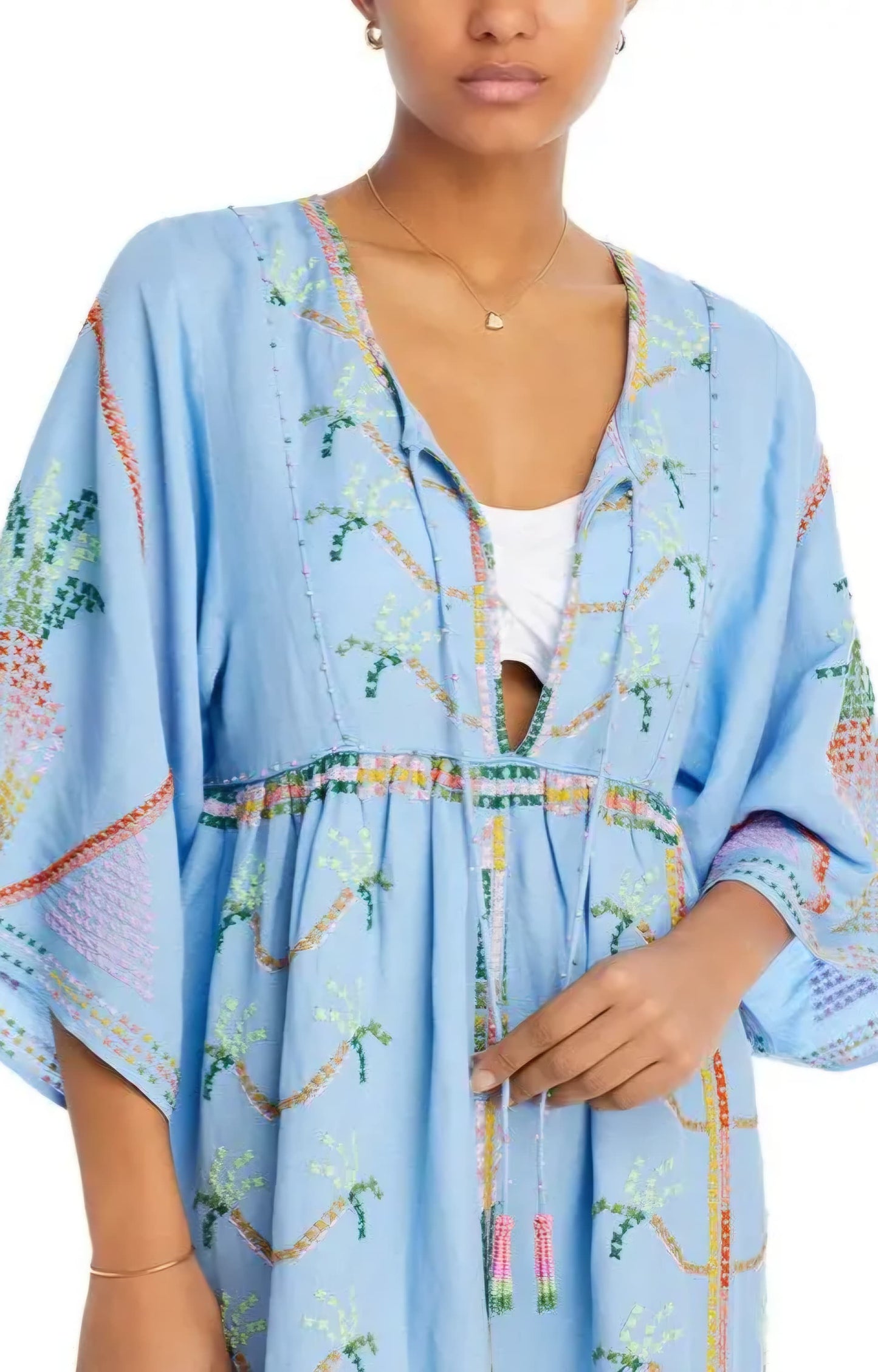 FARM RI⚪️ Embellished Linen-Blend Maxi Dress