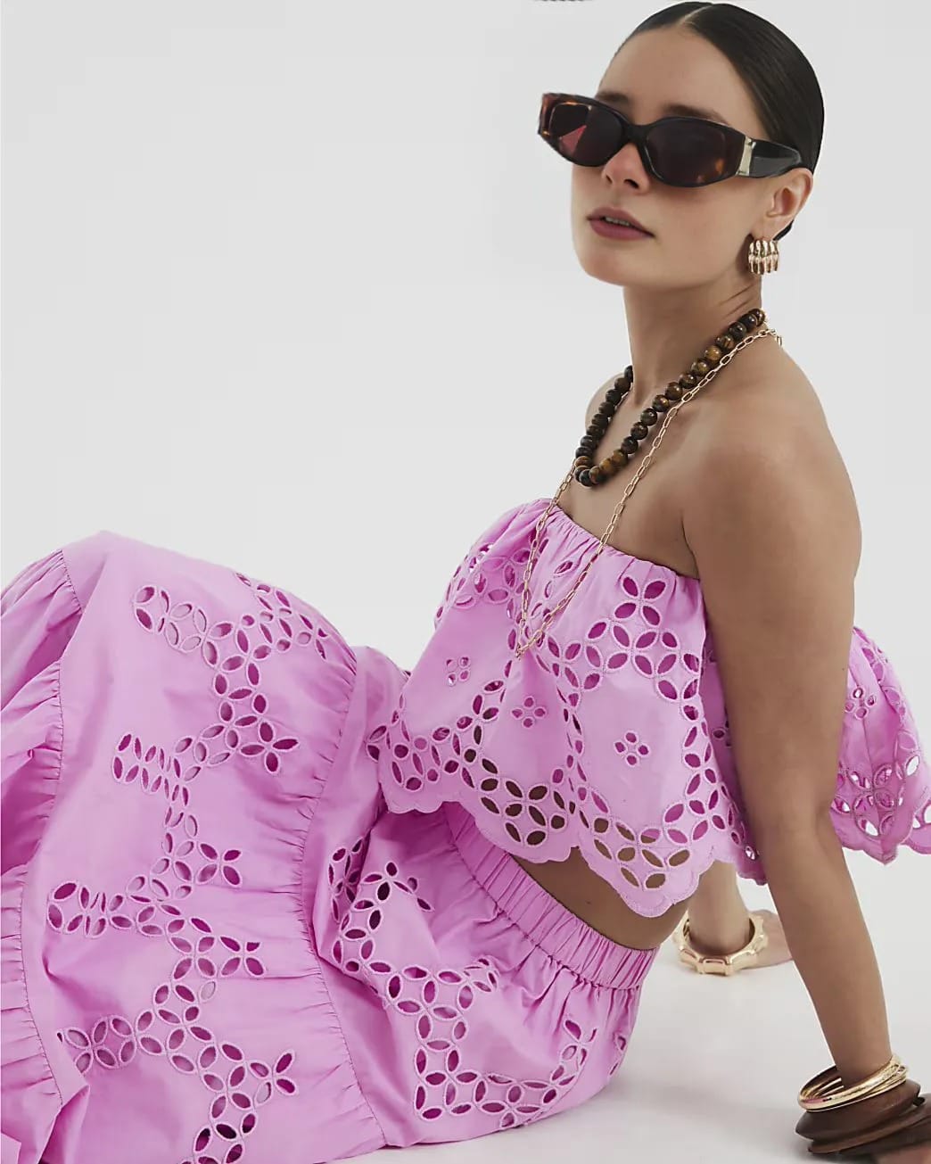 RIVER ISLš¤ND Embroidered Top & Maxi Skirt