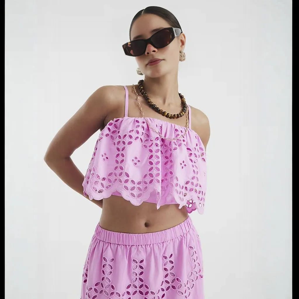 RIVER ISLš¤ND Embroidered Top & Maxi Skirt