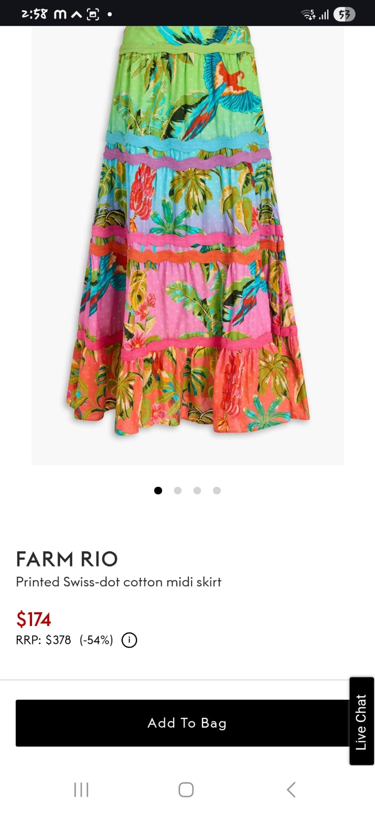 FARM RIO Printed Cotton Midi Skirt (Surplus)