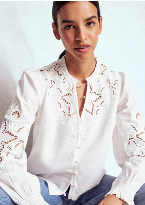 B⚪️DEN Cutwork Embroidered Blouse-White