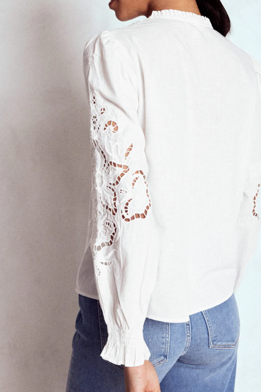 B⚪️DEN Cutwork Embroidered Blouse-White
