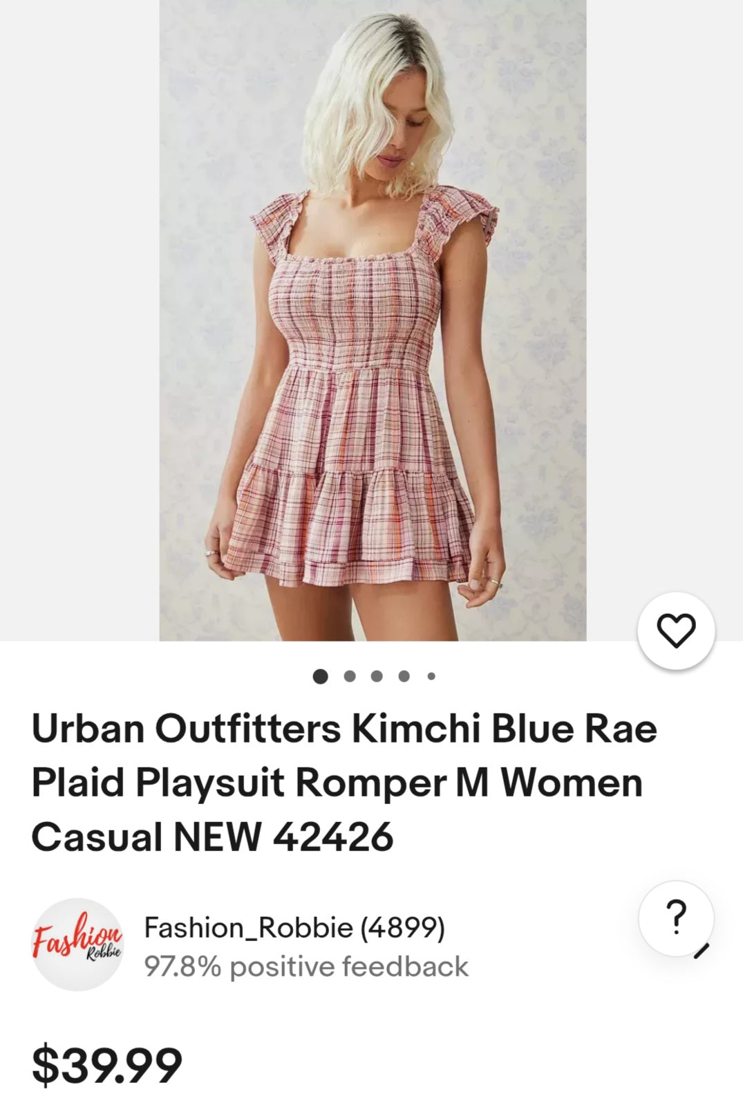 URBAN ⚪️UTFITTERS Kimchi Blue Rae Plaid Playsuit Romper
