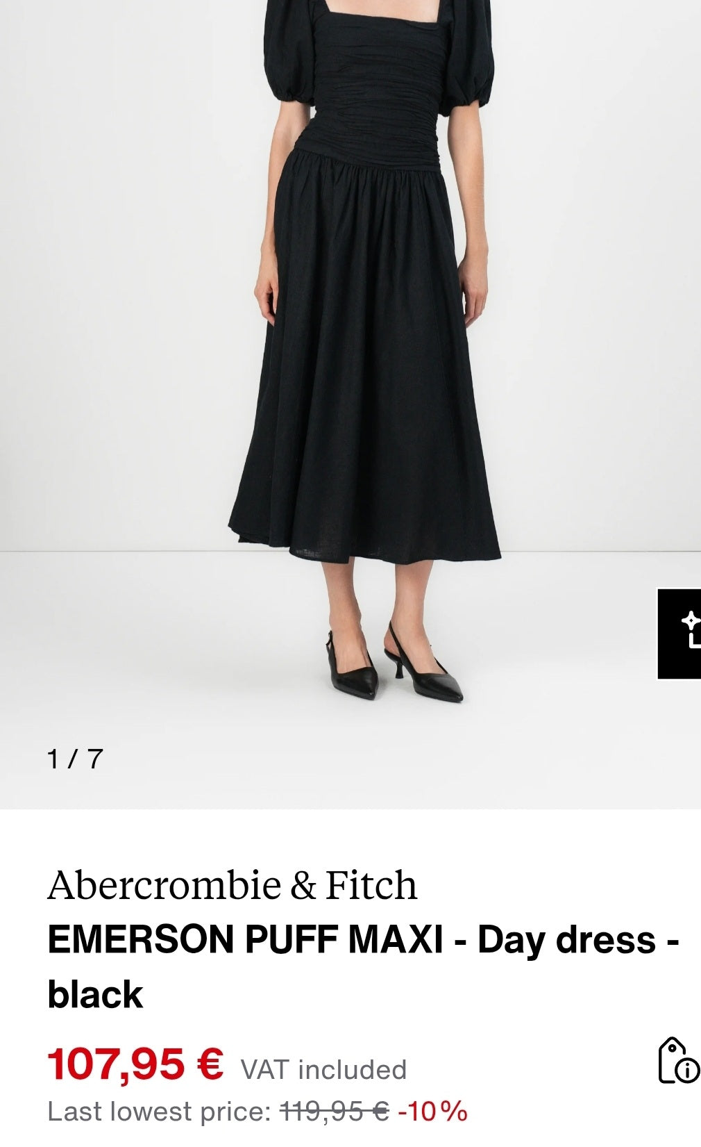ABERCR⚪️MBIE & FITCH
Emerson Puff Maxi- Day dress - black