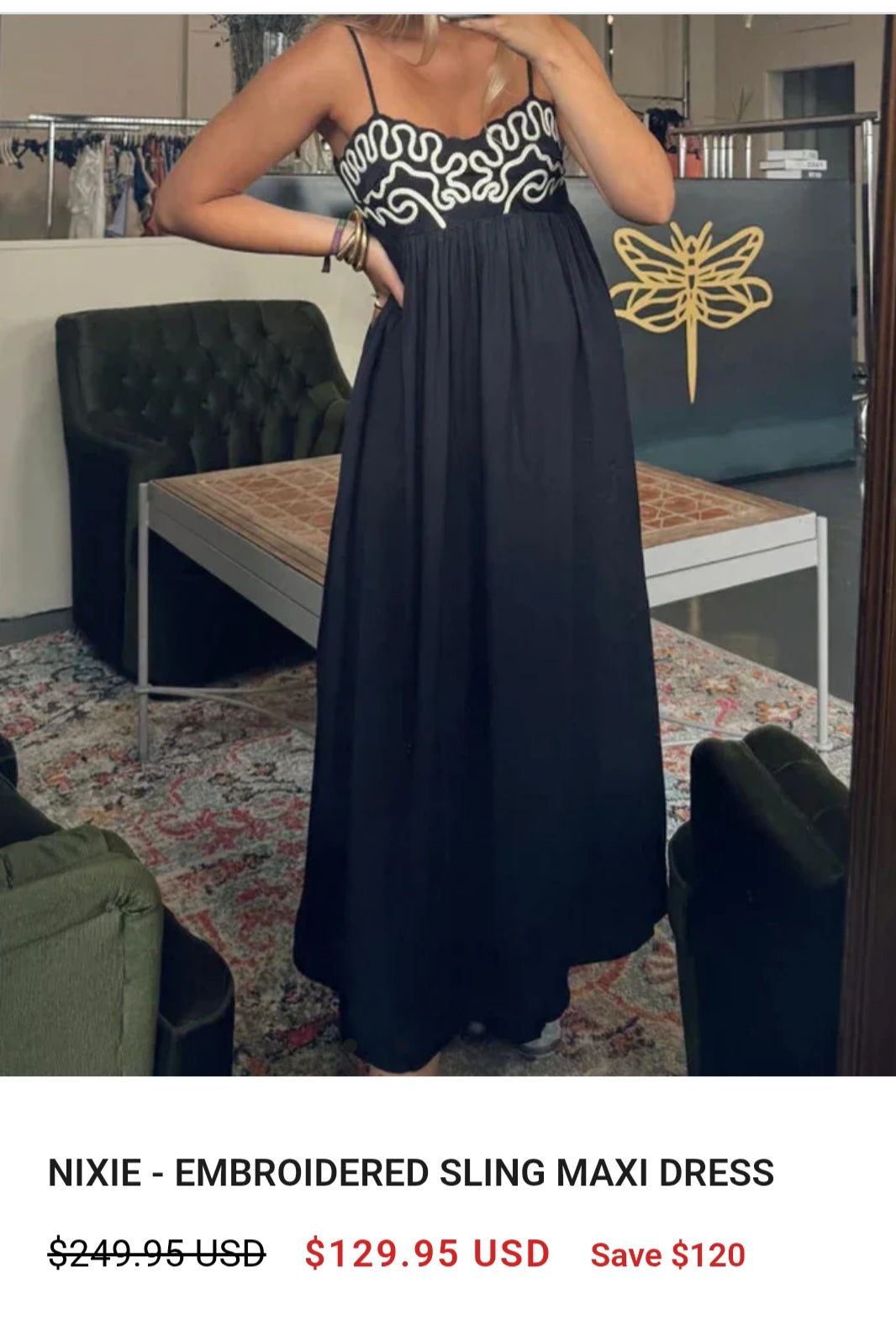 JAPNš¤ Embroidered Sling Maxi Dress