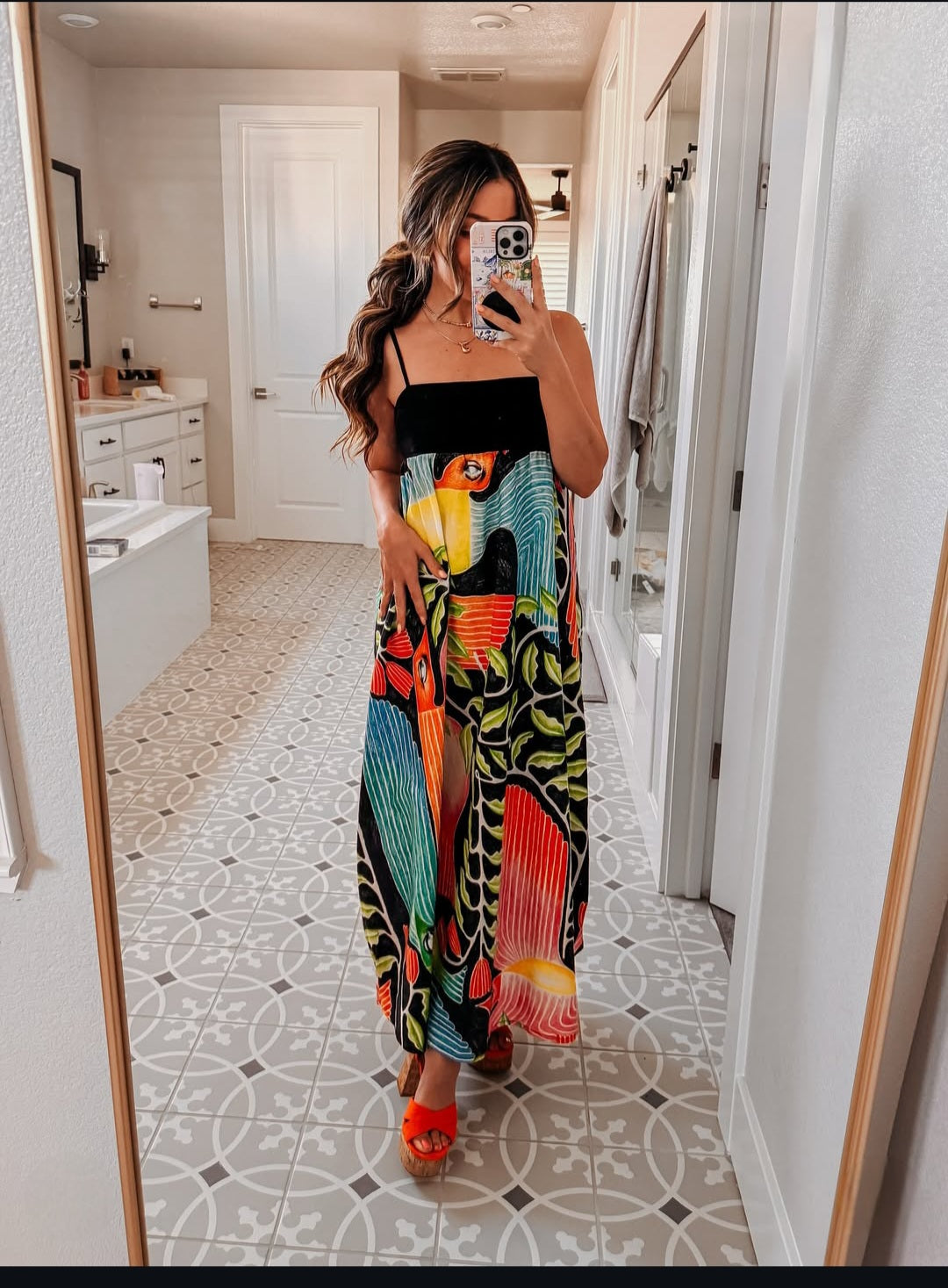 ANTHR⚪️POLOGIE Celandine x Carla Petelski Printed Cotton Midi Dress
