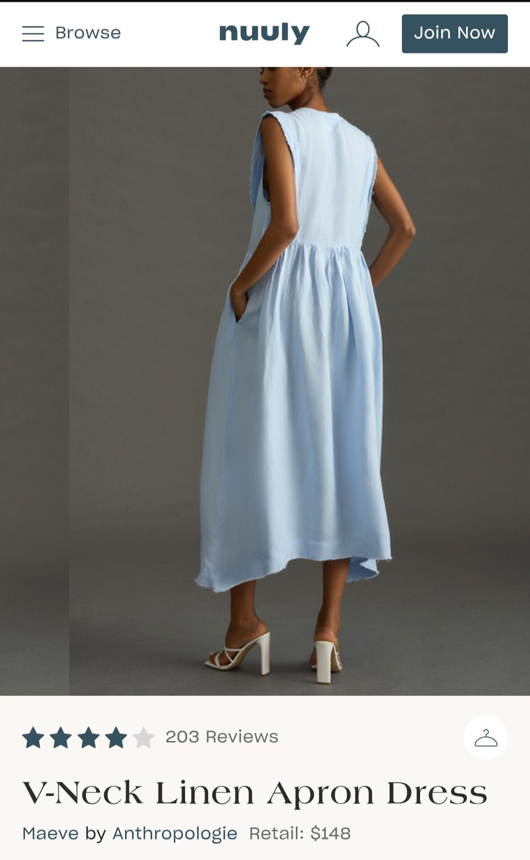 ANTHROPOLOGIE V-Neck Apron Dress (Surplus)