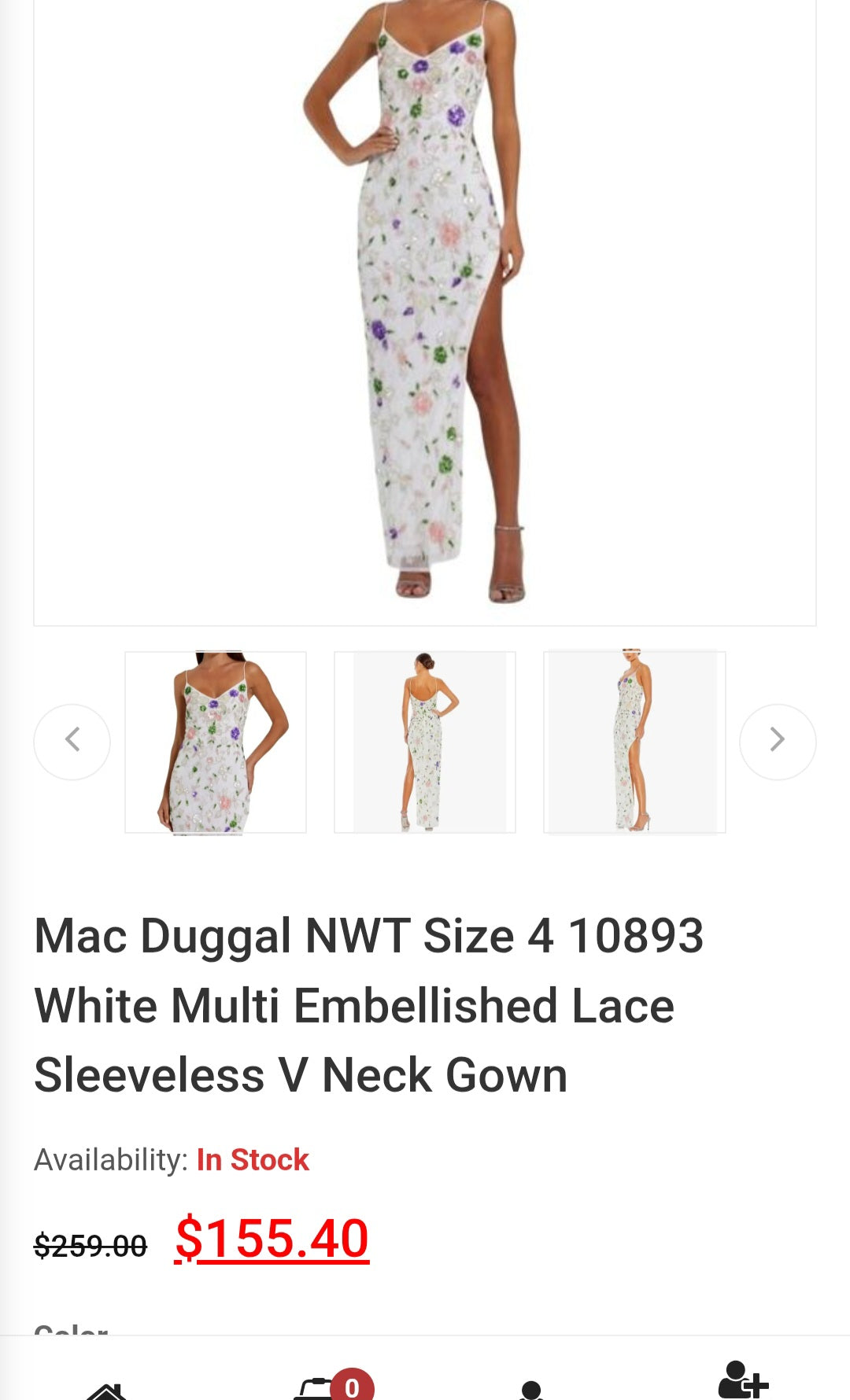 Mac Duggal White Multi Embellished Lace Sleeveless V Neck Gown (Surplus)