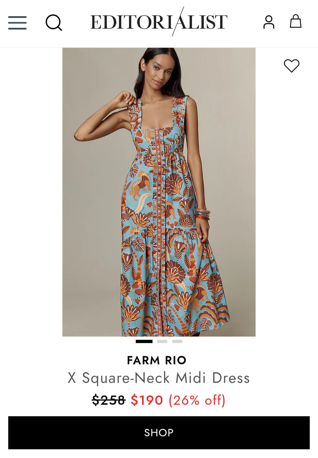 Farm Rio x Anthropologie Square-Neck Midi Dress (Surplus)