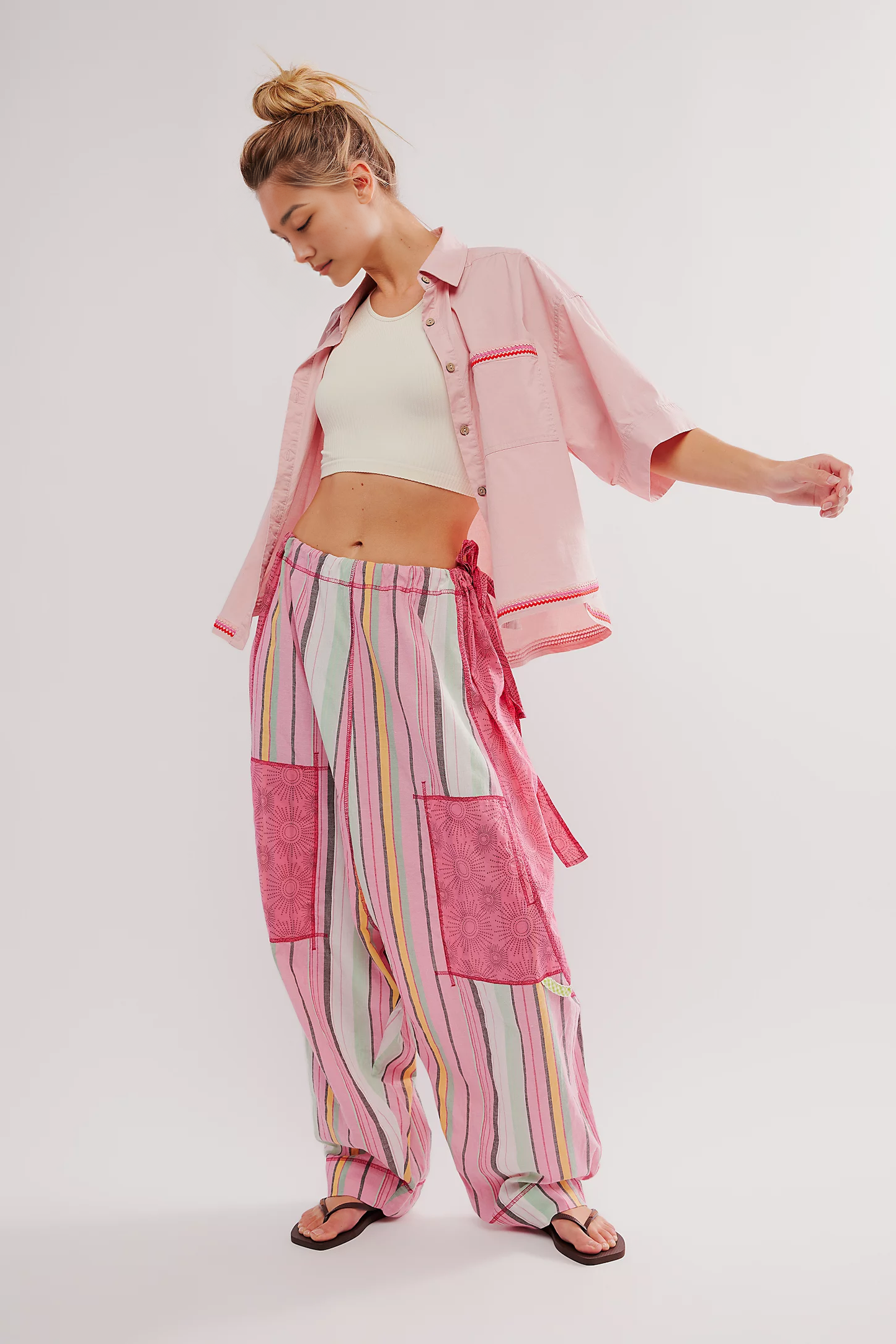 FREE PE⚪️PLE Dream In Color Convertible Jumpsuit Pink