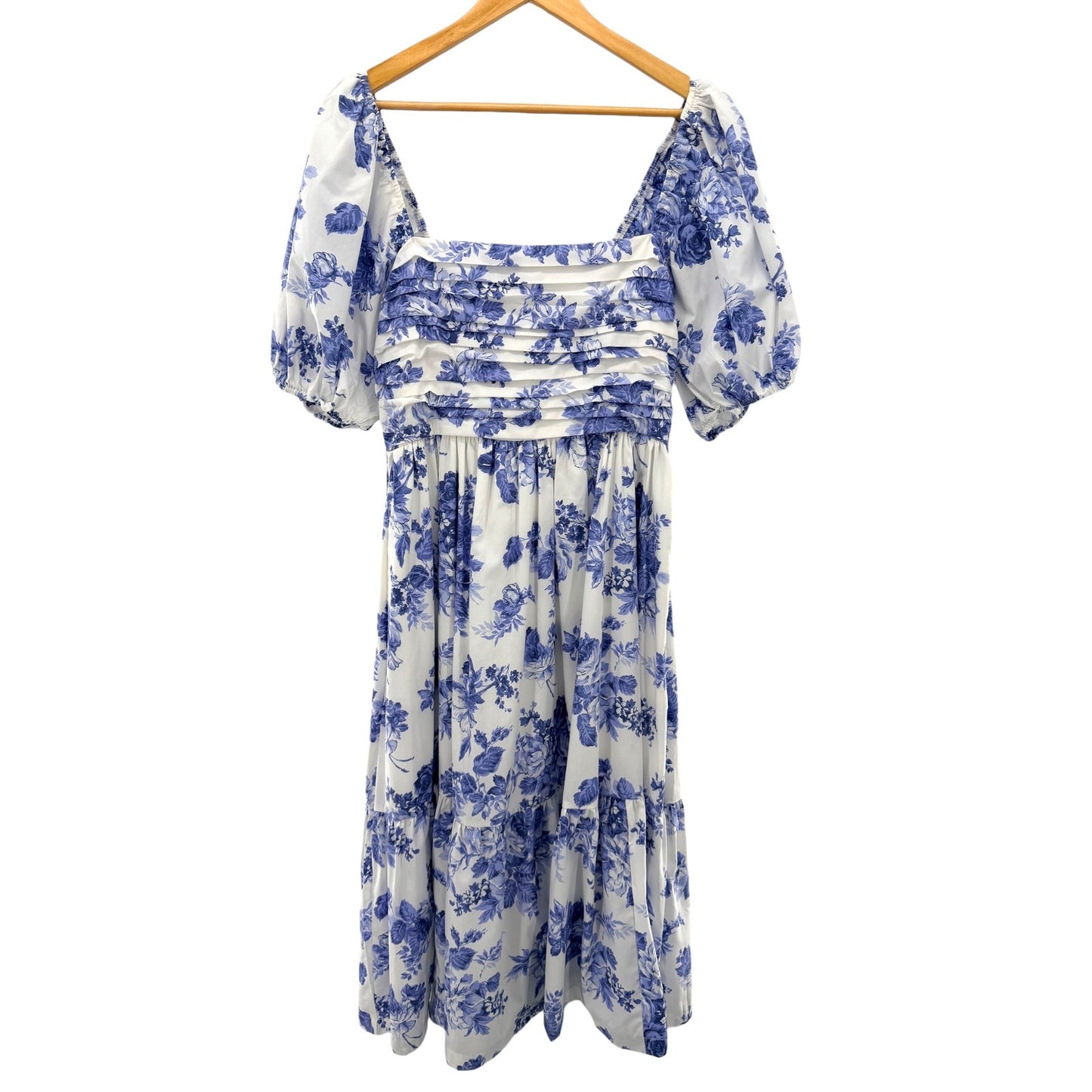 Abercrombie Fitch Emerson Poplin Puff Sleeve Floral Midi Dress (Surplus)