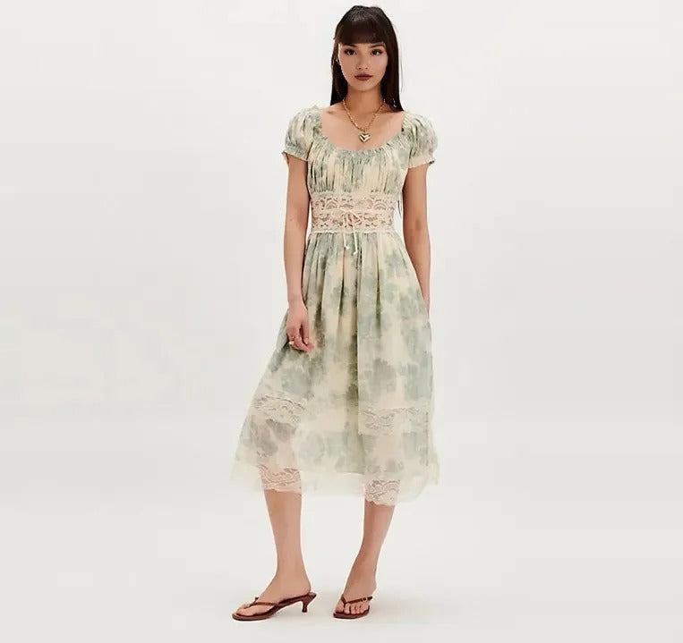 FREE PE⚪️PLE Honeysuckle Printed Midi Dress