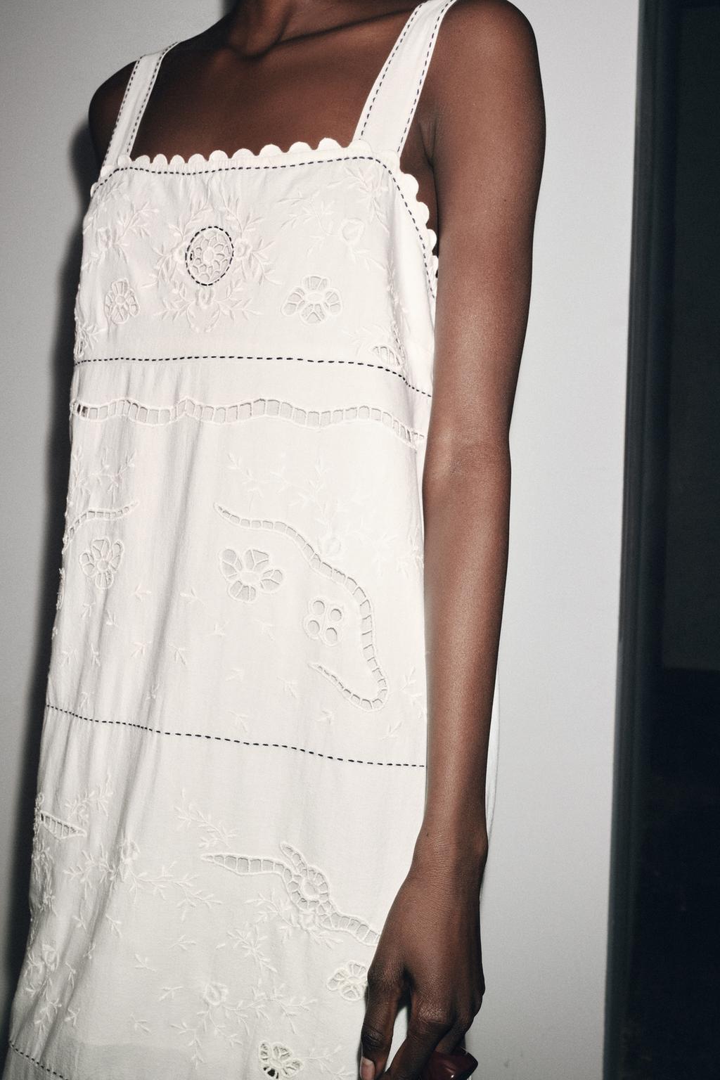 ZAR🤍 Embroidered Midi Dress