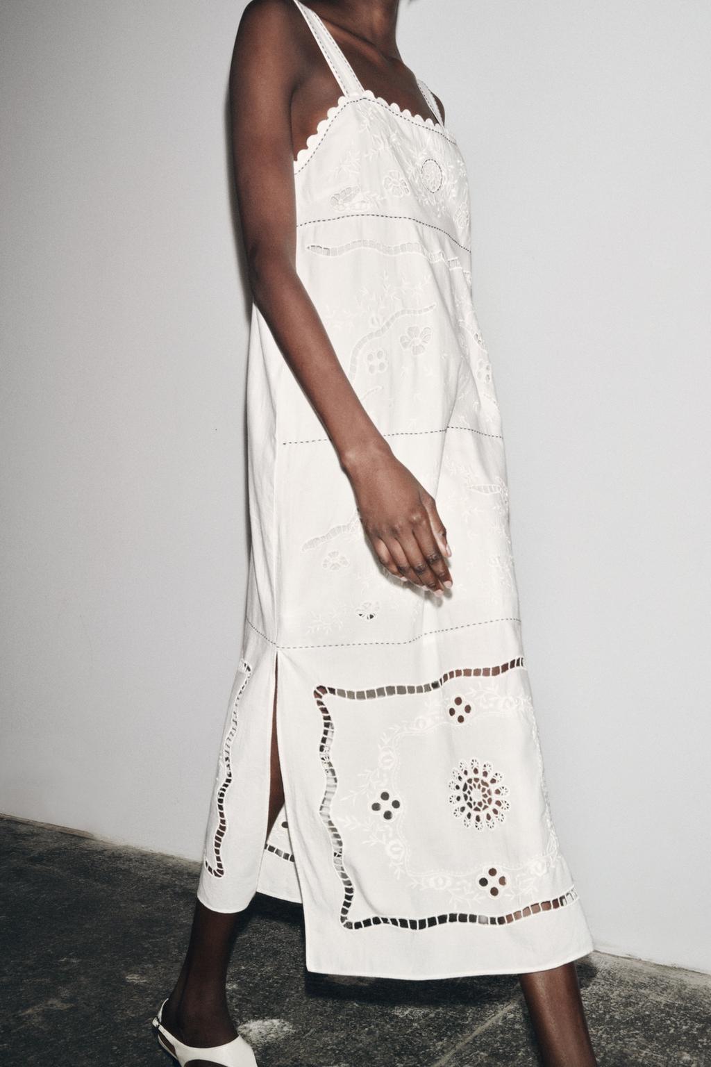 ZAR🤍 Embroidered Midi Dress