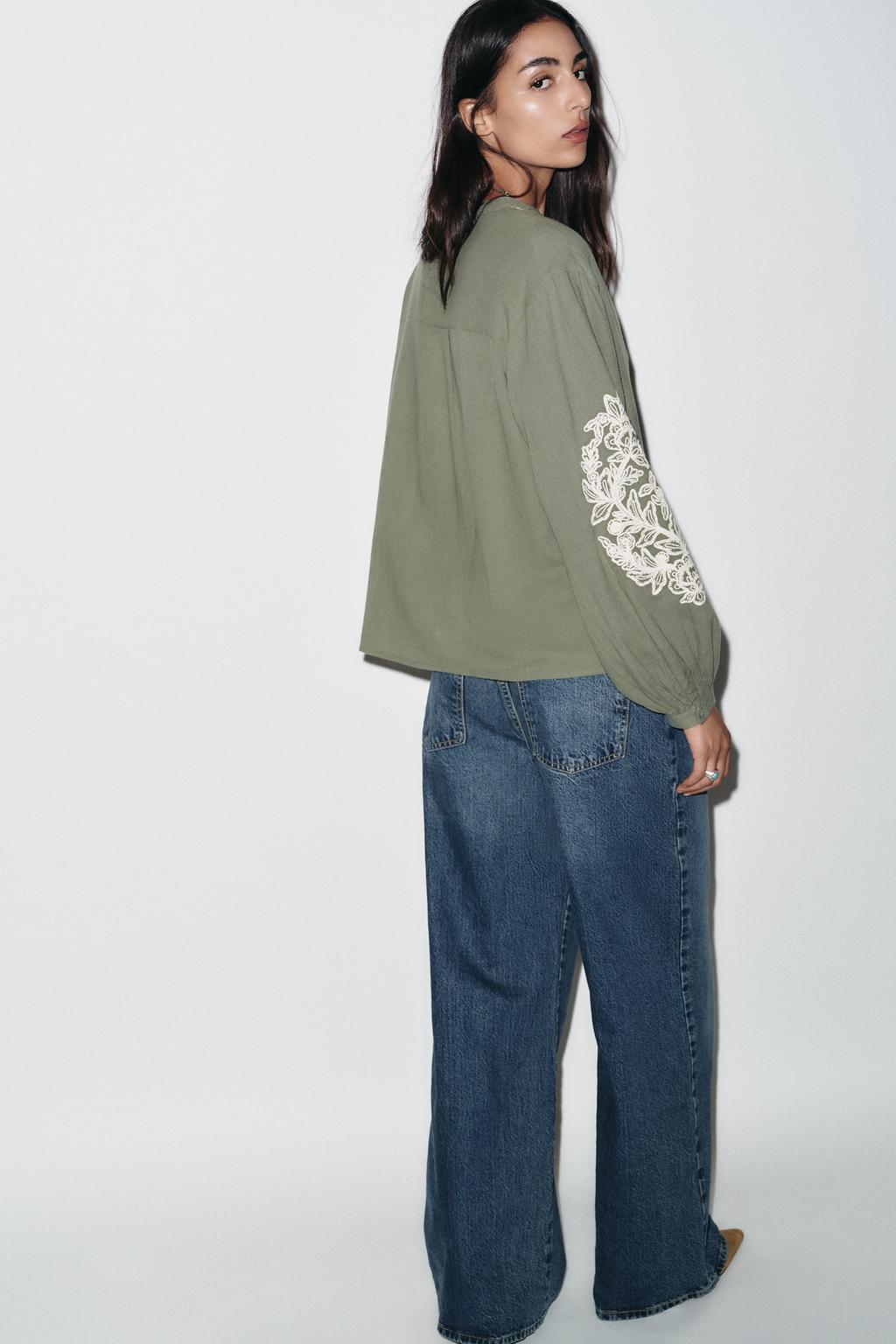 ZARA CONTRAST EMBROIDERY BLOUSE (surplus)