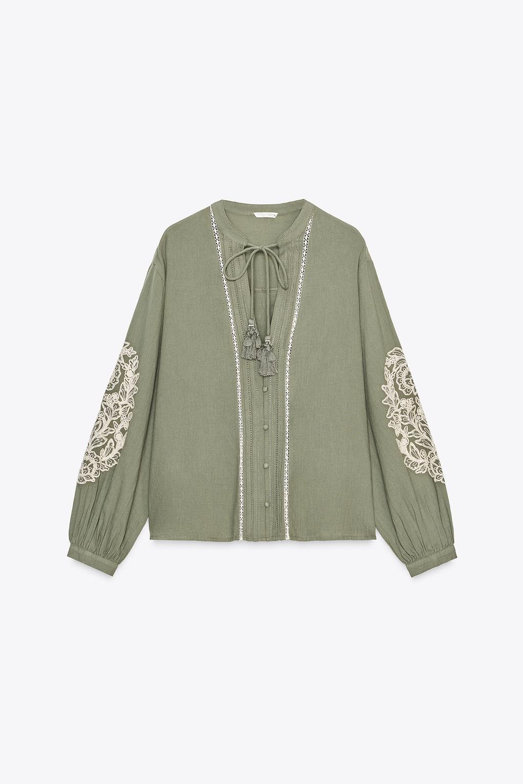 ZARA CONTRAST EMBROIDERY BLOUSE (surplus)