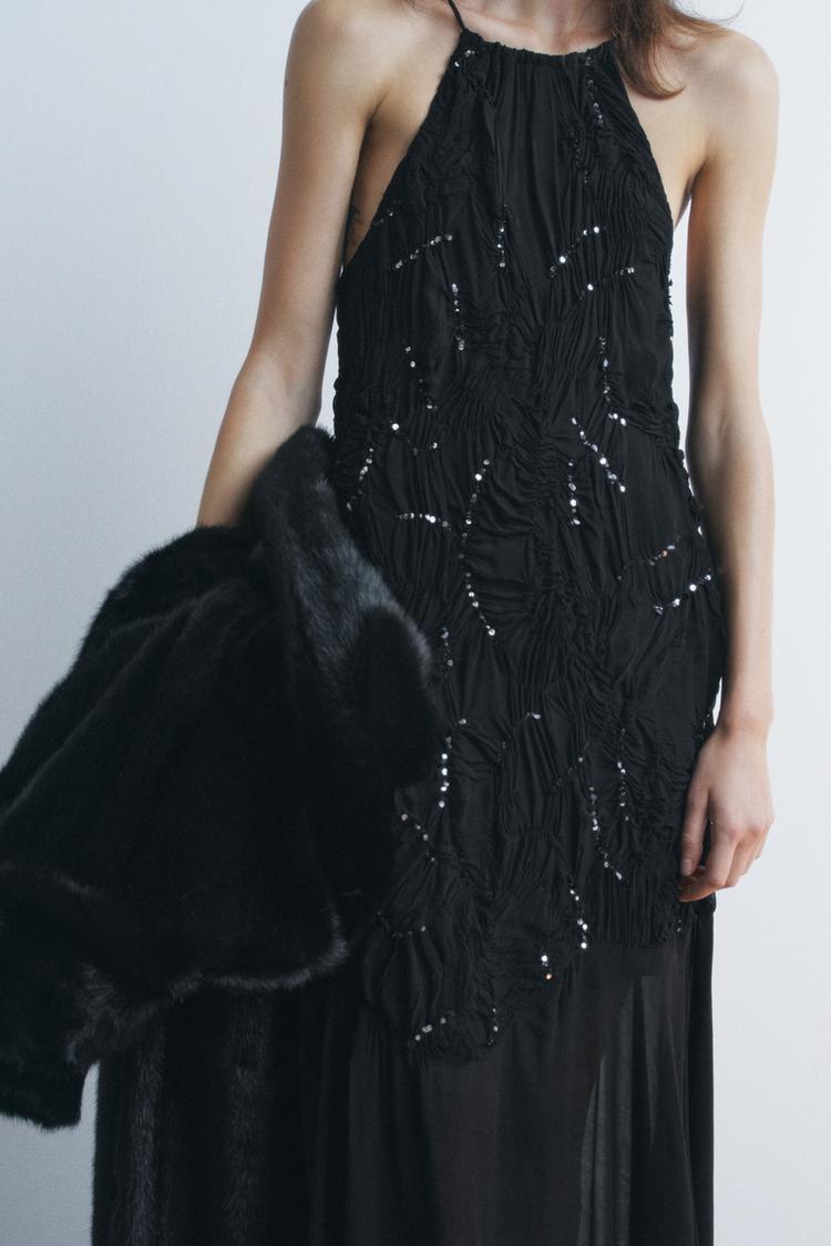 Zara SEQUINNED Halter Dress (Surplus)