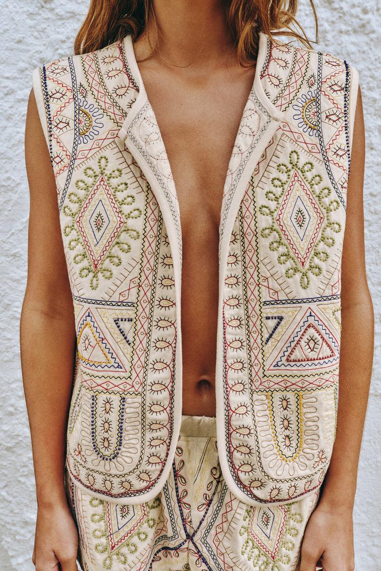Zara Embroidered Beaded Waistcoat and Shorts set (Surplus)