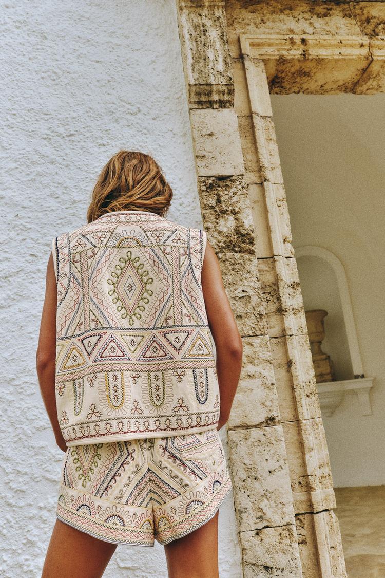 Zara Embroidered Beaded Waistcoat and Shorts set (Surplus)