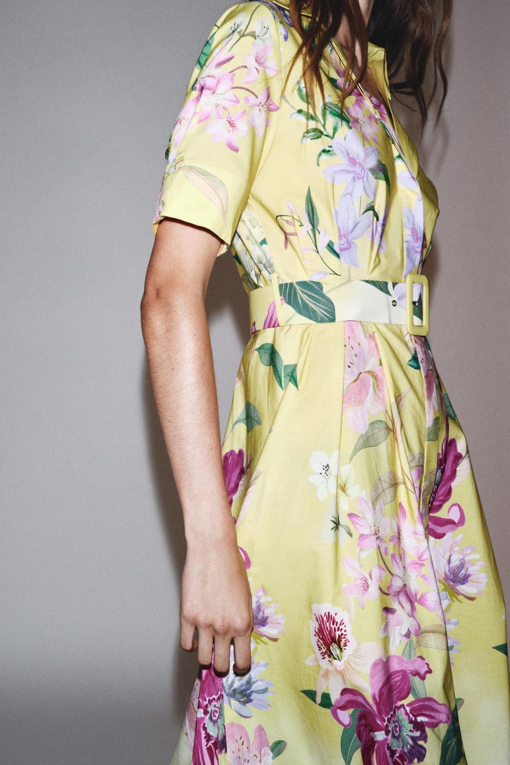 Zara FLORAL PRINT MIDI DRESS WITH BELT (Surplus)