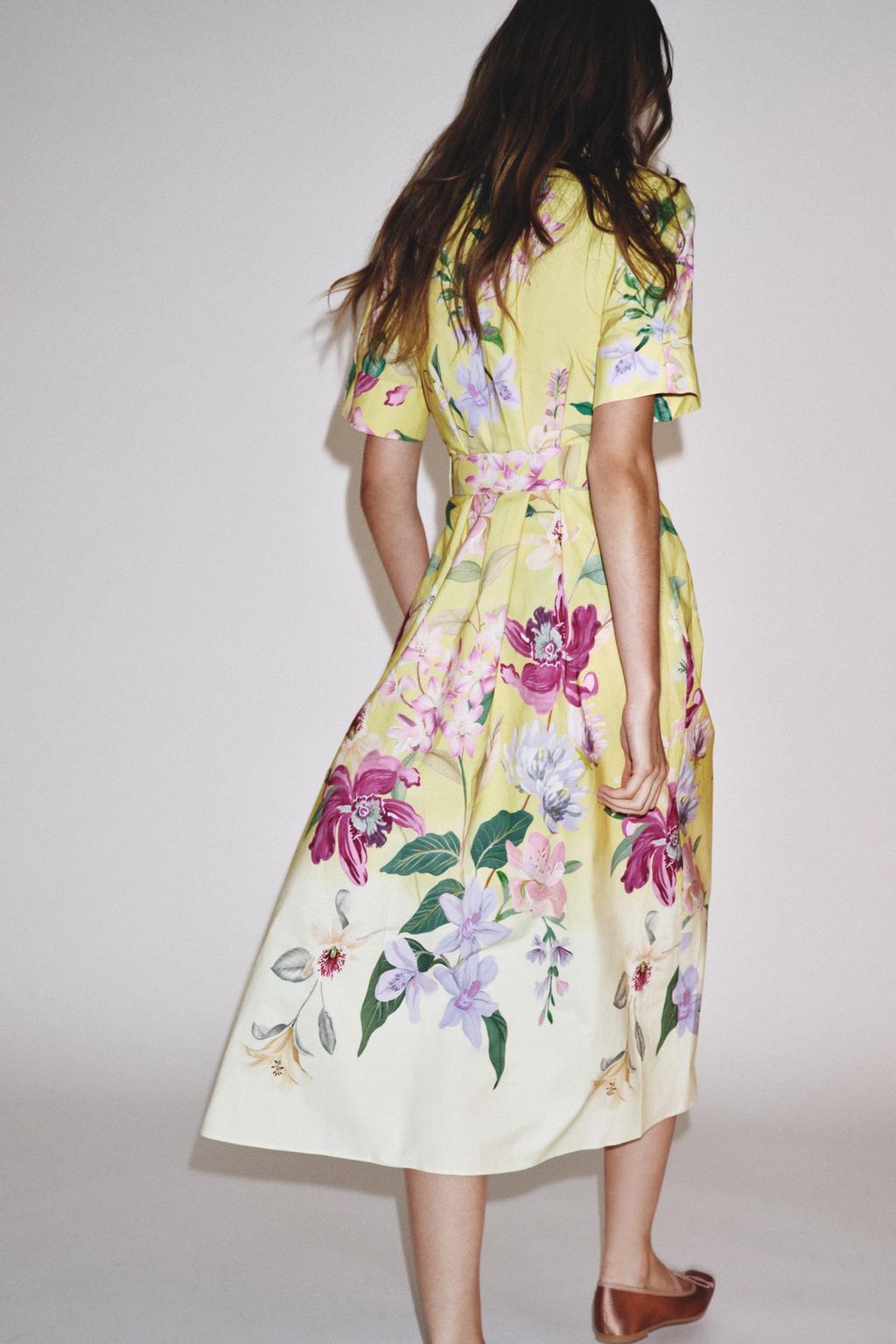 Zara FLORAL PRINT MIDI DRESS WITH BELT (Surplus)