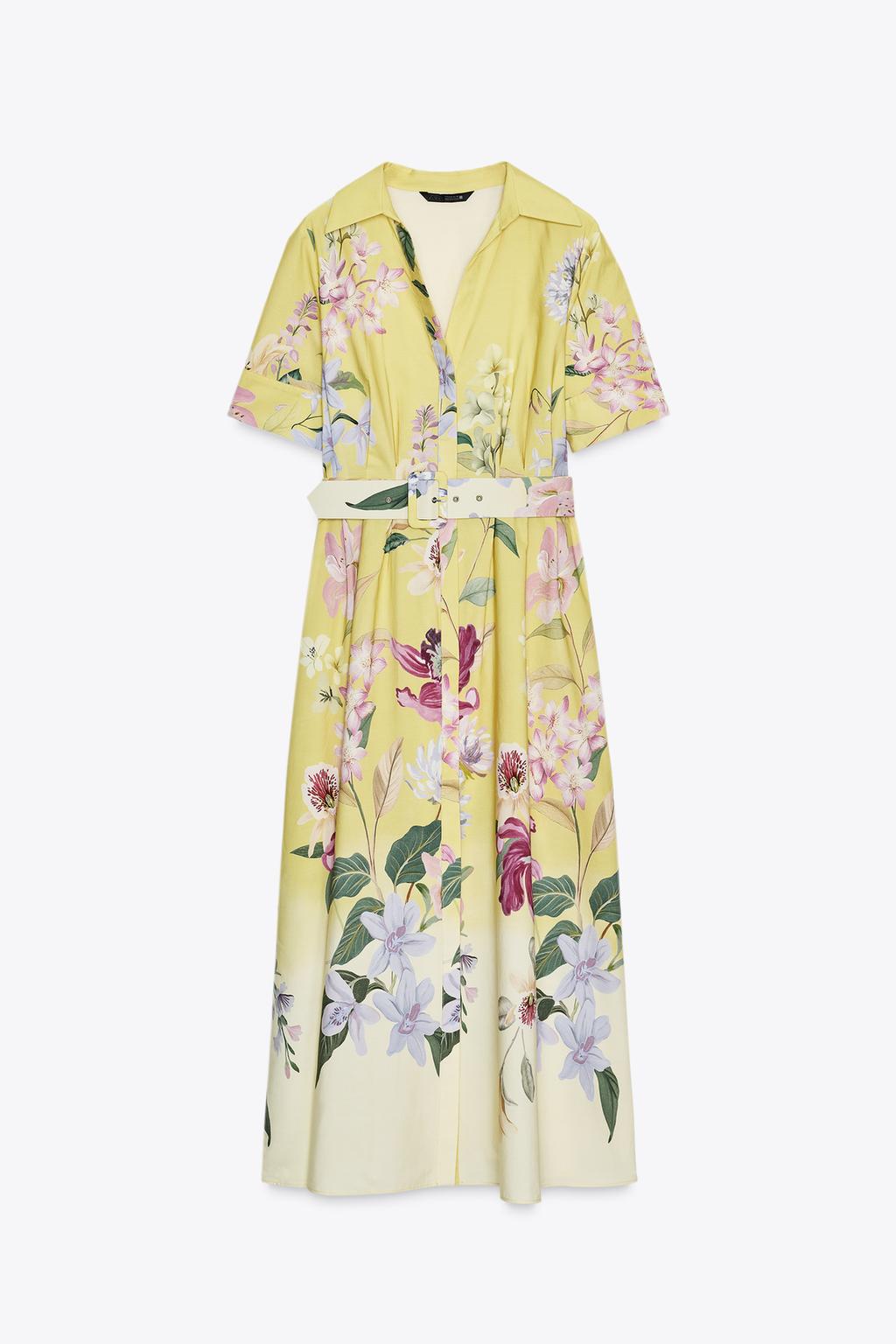Zara FLORAL PRINT MIDI DRESS WITH BELT (Surplus)
