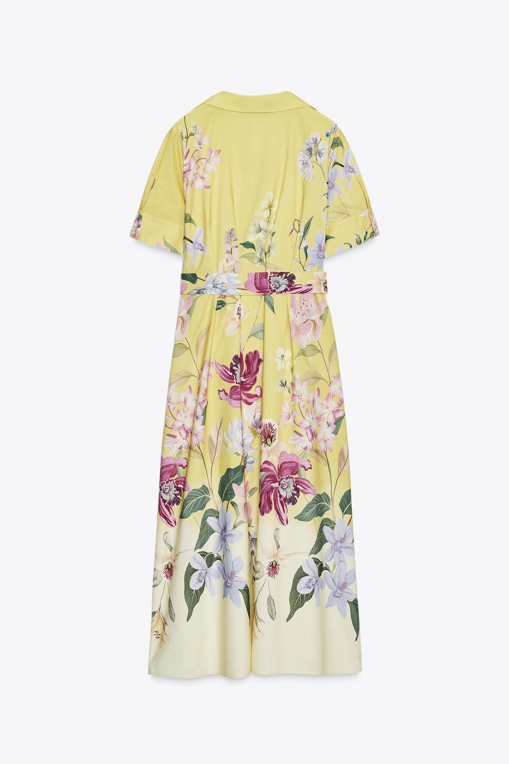 Zara FLORAL PRINT MIDI DRESS WITH BELT (Surplus)