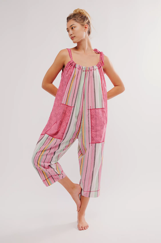 FREE PE⚪️PLE Dream In Color Convertible Jumpsuit Pink