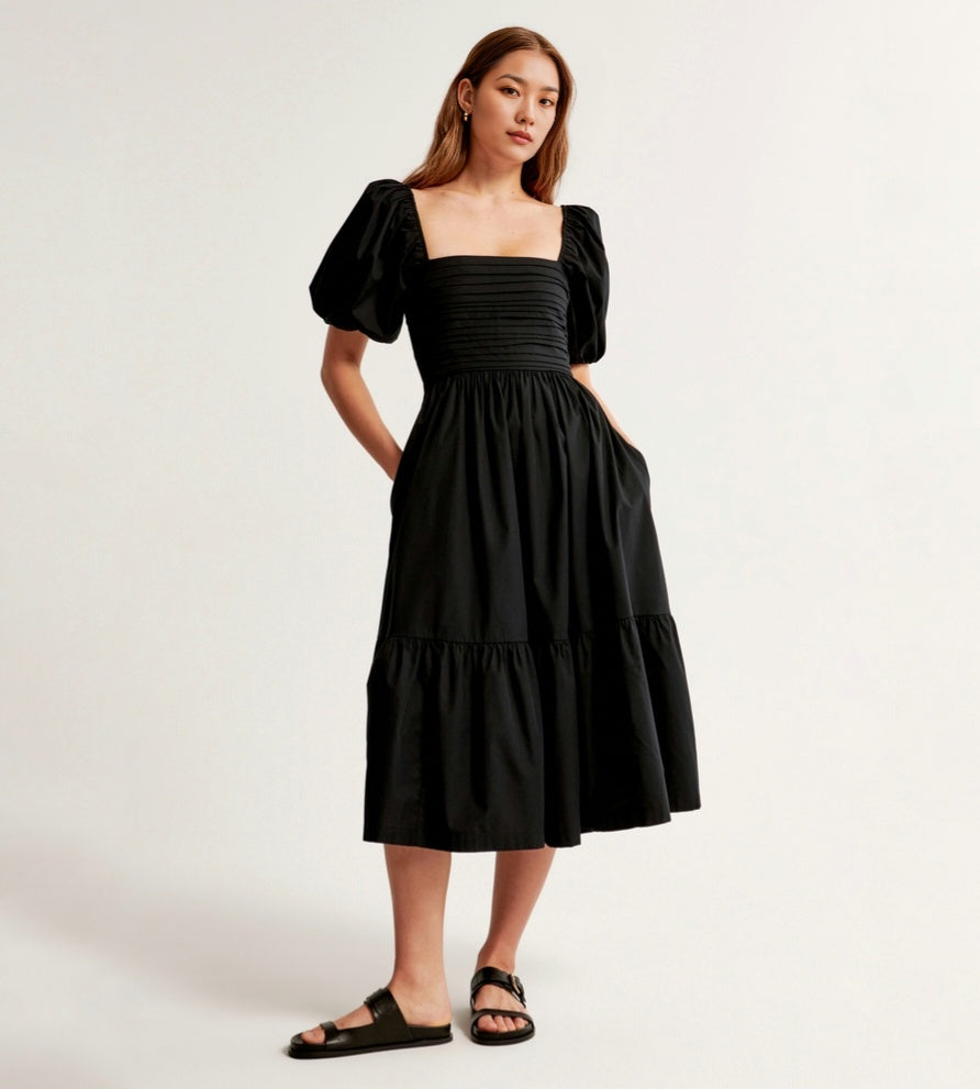 ABERCR⚪️MBIE & FITCH
Emerson Puff Maxi- Day dress - black