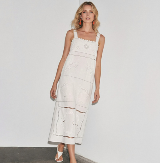 ZAR🤍 Embroidered Midi Dress