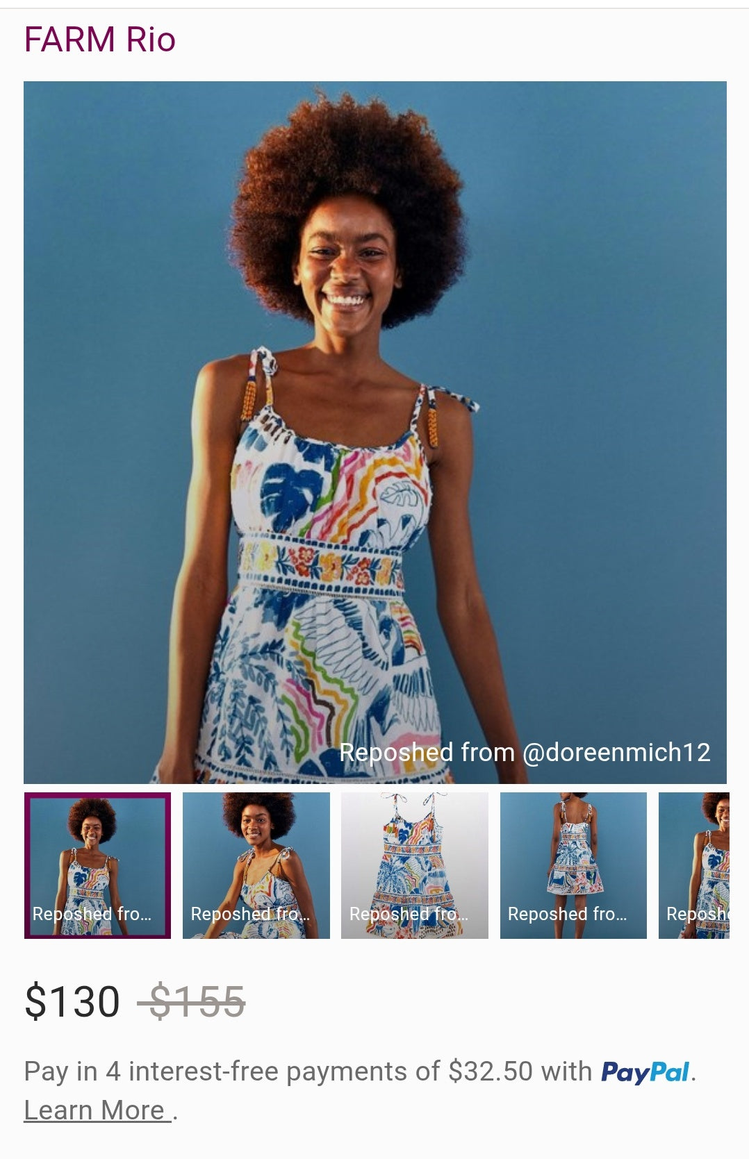 FARM RIO Wild Brazil Tie-shoulder Cotton Mini Dress