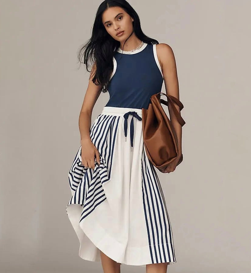 ANTHROPOLOGIE Daily Practice Sleeveless Drawstring Midi Dress (Surplus)