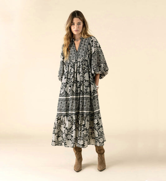 INDISKA Long dress with puff sleeves (Surplus Piece)