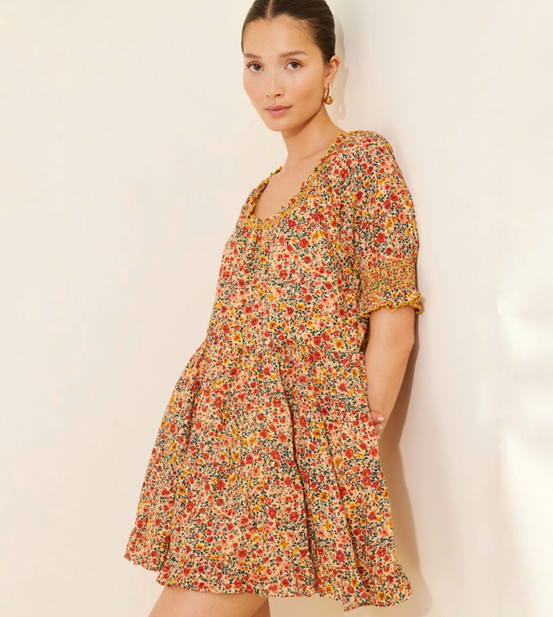 Anthropologie Puff Sleeve Floral Tunic Dress (Surplus)