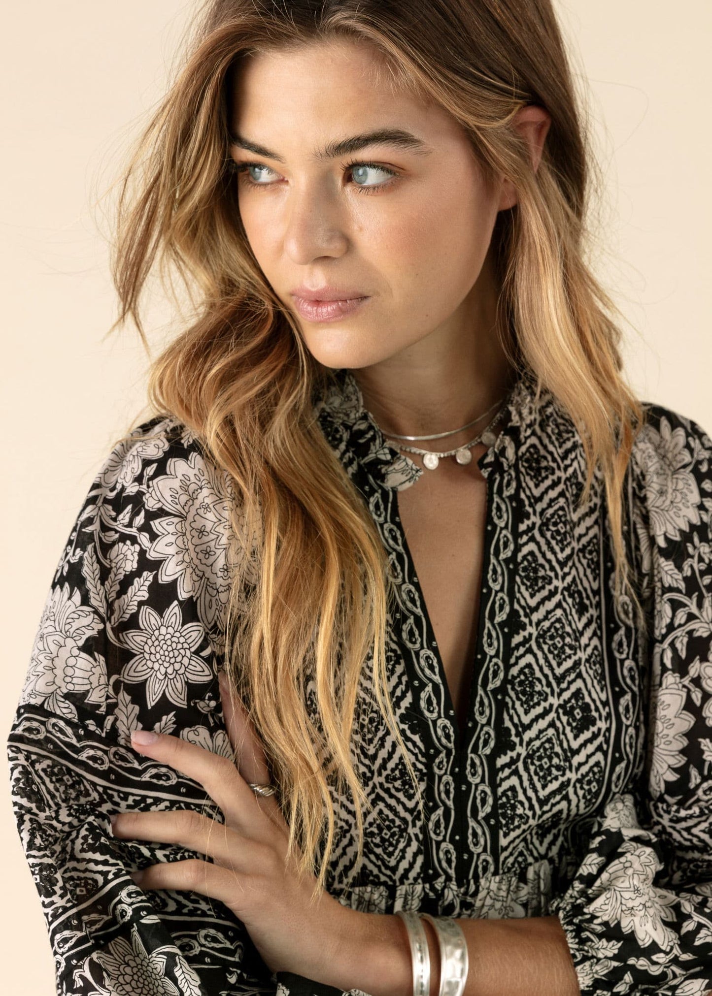 INDISKA Long dress with puff sleeves (Surplus Piece)