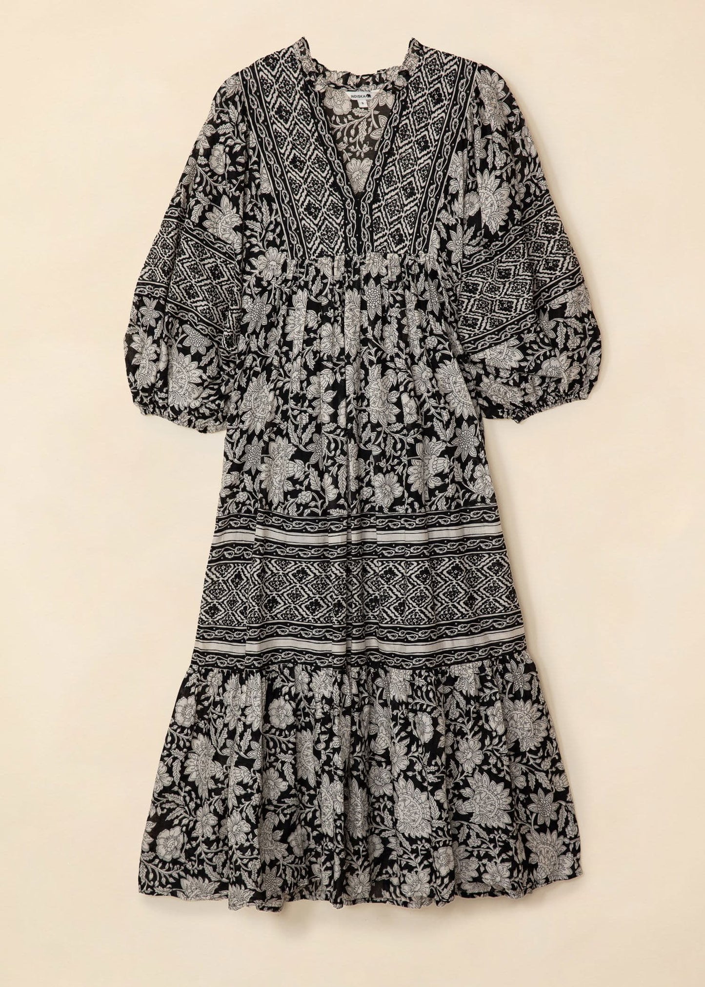 INDISKA Long dress with puff sleeves (Surplus Piece)