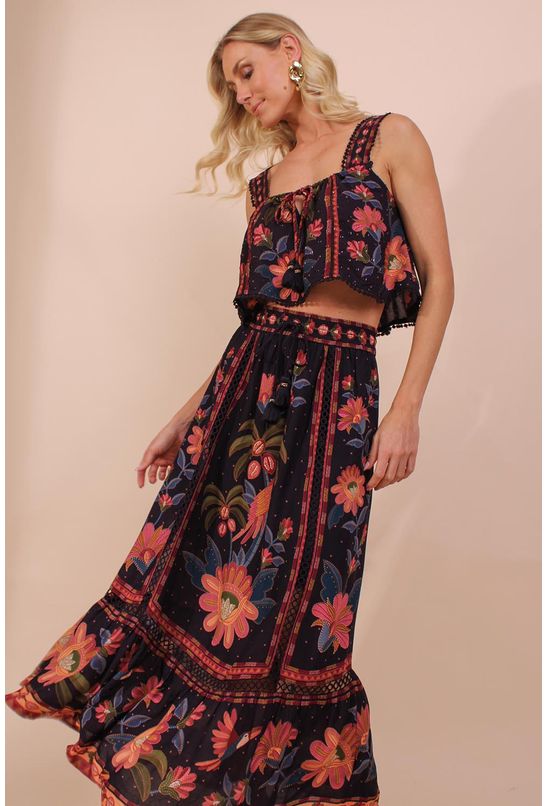 FARM RIO Cropped Top & Midi Skirt Set