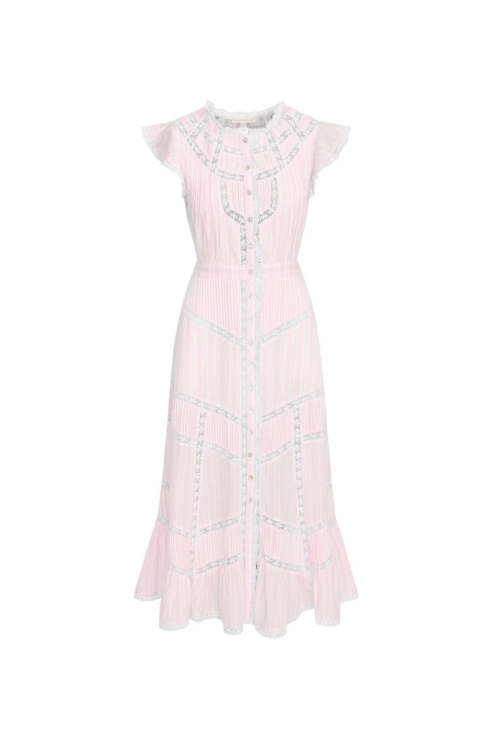 Loveshackfancy (Surplus) Remi Cotton Stripe Maxi Dress- CAPTIVA PINK