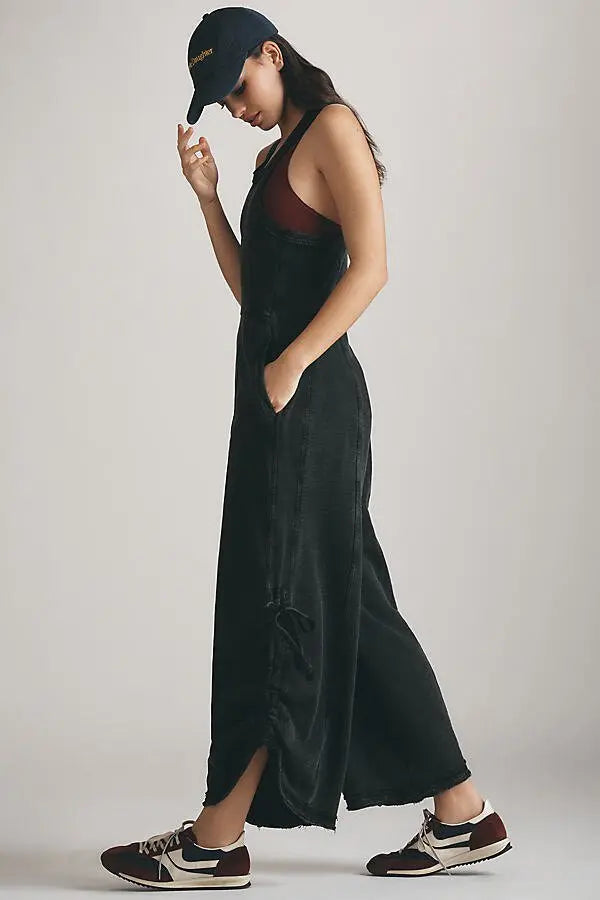 ANTHROPOLOGIE Daily Practice Horizon Wide-Leg Knit Jumpsuit (Surplus)