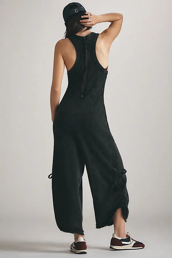 ANTHROPOLOGIE Daily Practice Horizon Wide-Leg Knit Jumpsuit (Surplus)