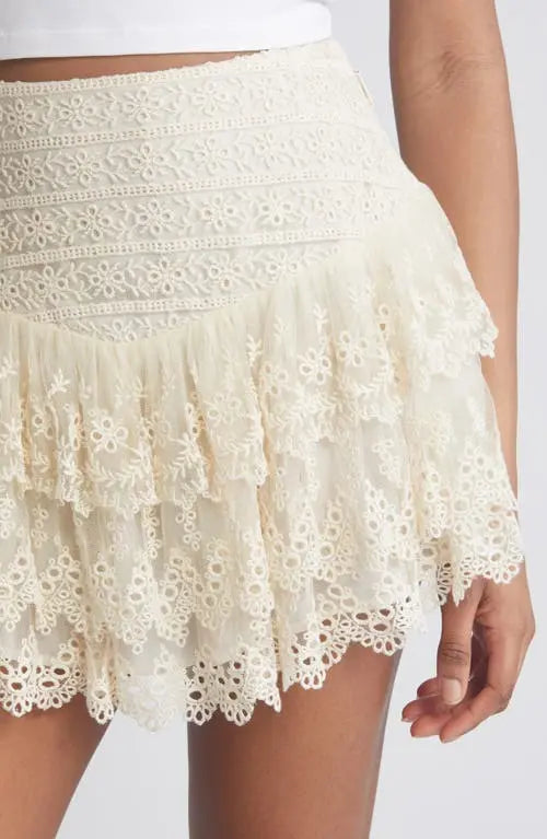 LoveShackFancy Limina Broderie Anglaise Tiered Miniskirt (Surplus - New)