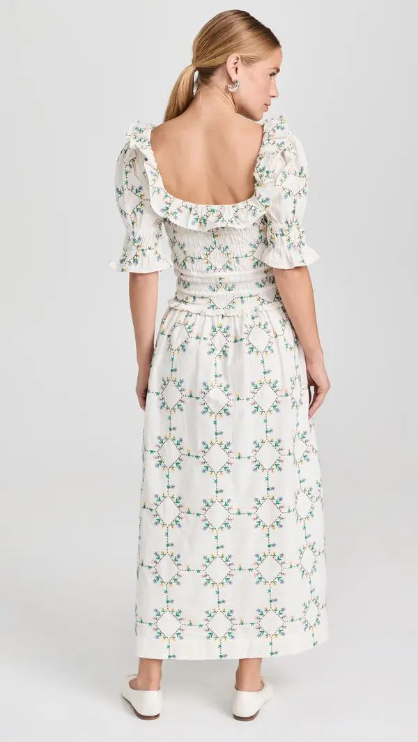 Damson Madder Heidi Embroidered Midi Dress