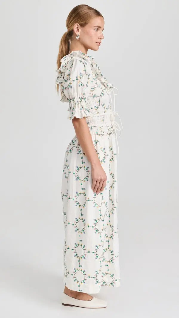 Damson Madder Heidi Embroidered Midi Dress