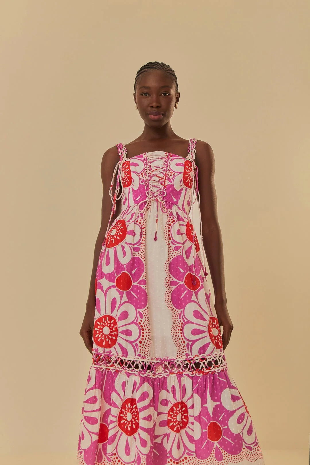Farm Rio Off-White Maia Sleeveless Midi Dress (Surplus - New)